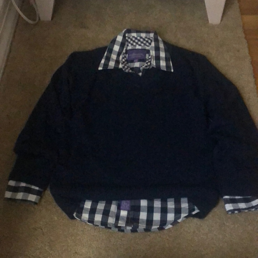 Boys dress shirt ciaomarco size 4 and navy sweater Zachary Scott size 3